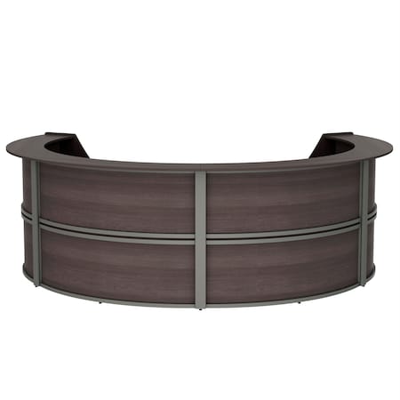 Linea Italia Reception Desk 107 in D X 46 in H, 11.8 ft W X Thermofused Laminate, Mocha ZUT298